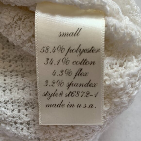 Maimi Boxy Tee Top Blouse Cream Beige Crochet Oversized Floral V neck Knit Sz S - Picture 9 of 10